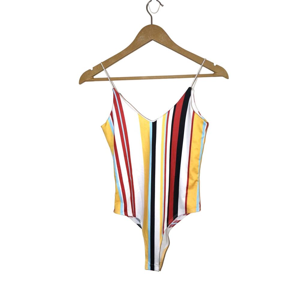 Gaze V Neckline Striped Bodysuit Size XS